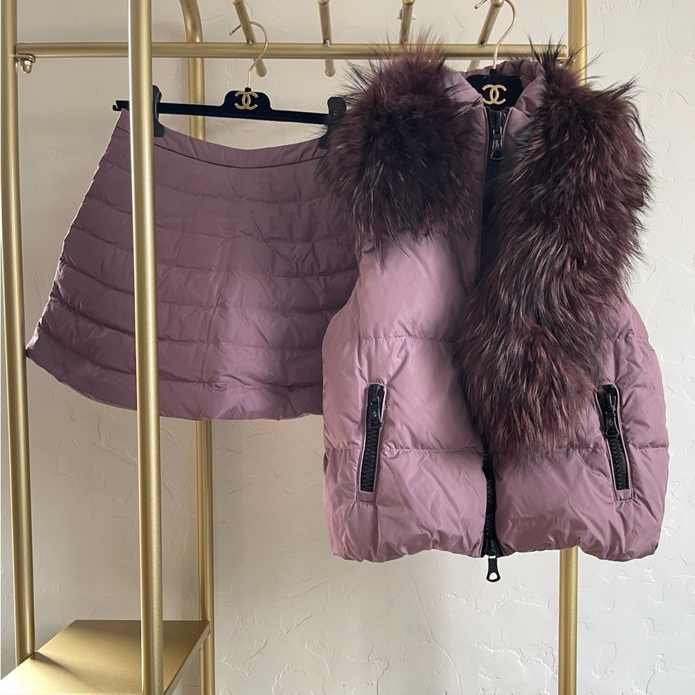 🚩steal authentic Moncler Black and Purple Quilted Outerwear